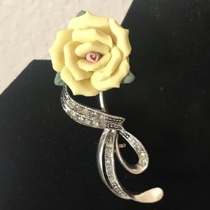 Avon yellow rose pin
